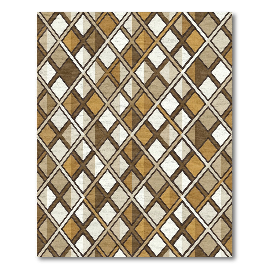 Geometric Earth Tone Faceted Diamond Rug