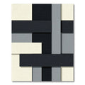 Minimalist Monochrome Interlocking Geometric Block Rug