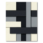 Minimalist Monochrome Interlocking Geometric Block Rug
