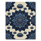 Elegant Navy Lotus Medallion Rug