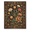 Golden Floral Bouquet on Black Ground Rug