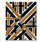 Modern Black and Ochre Geometric Intersect Rug