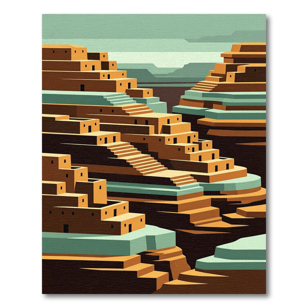 Earthy Terracotta Geometric Canyon Landscape Rug