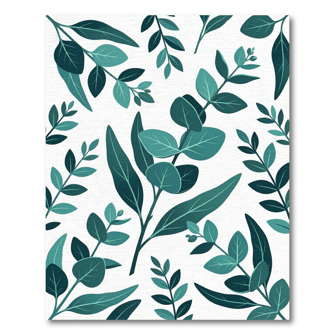 Lush Teal Eucalyptus Leaf Botanical Rug