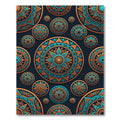 Orange Teal Medallion Mandala Arrangement Rug