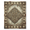 Gold Ornate Floral Trellis Medallion Rug