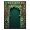 Ornate Emerald Gold Celestial Arch Rug
