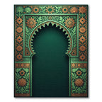 Ornate Emerald Gold Celestial Arch Rug