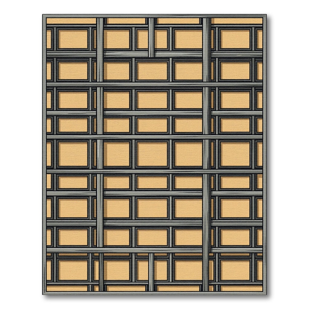 Geometric Tan Lattice Weave Rug