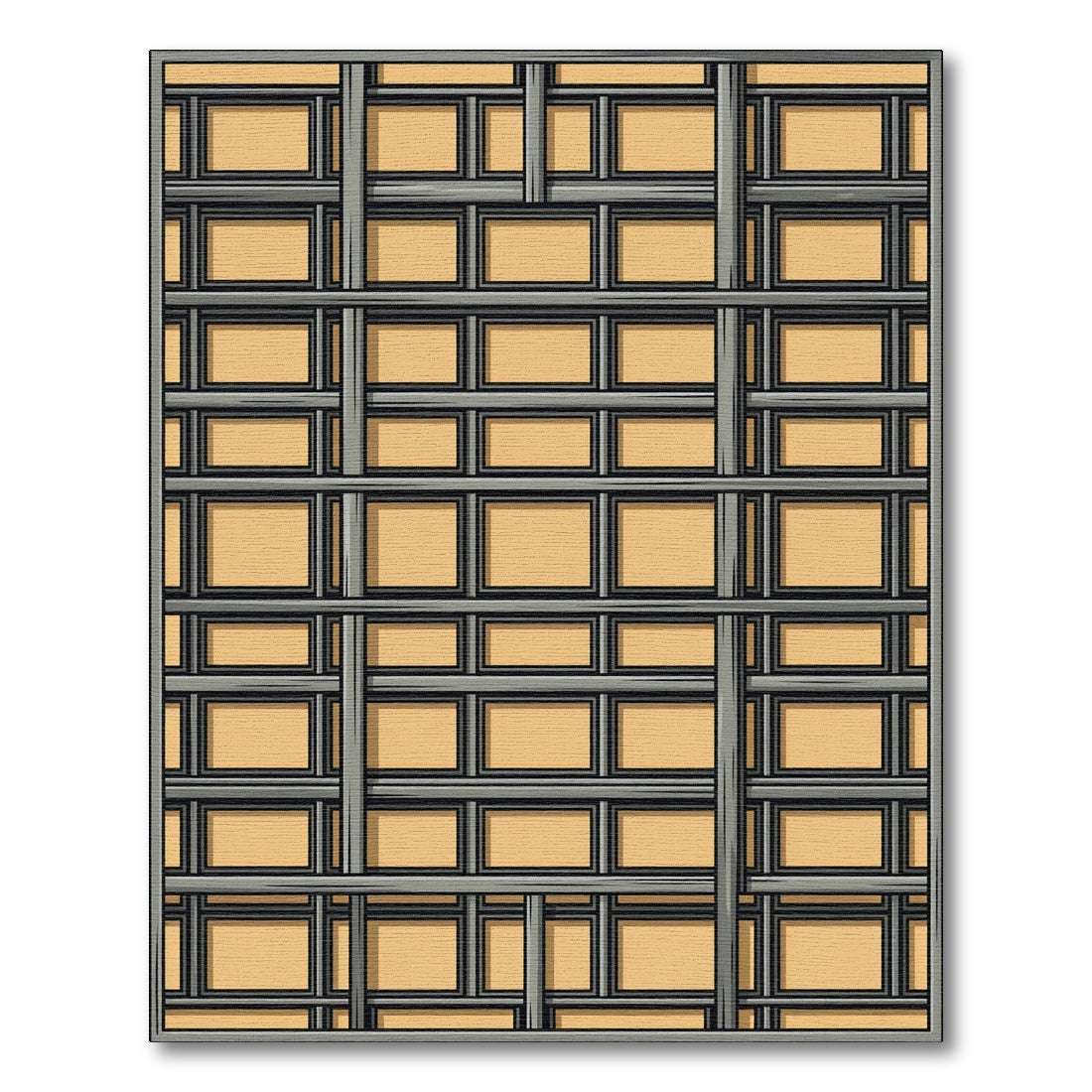 Geometric Tan Lattice Weave Rug