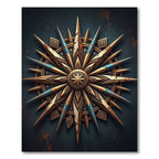 Rustic Bronze Compass Star Medallion Rug