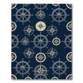 Nautical Blue Ship Wheel Compass Rose Rug