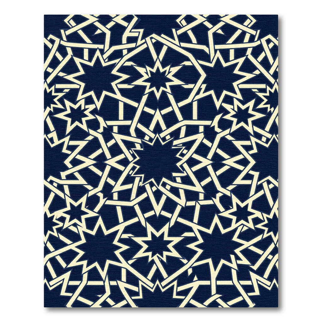 Navy Geometric Star Interlocking Lattice Rug