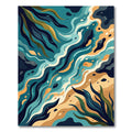 Abstract Teal Ocean Wave Flow Rug