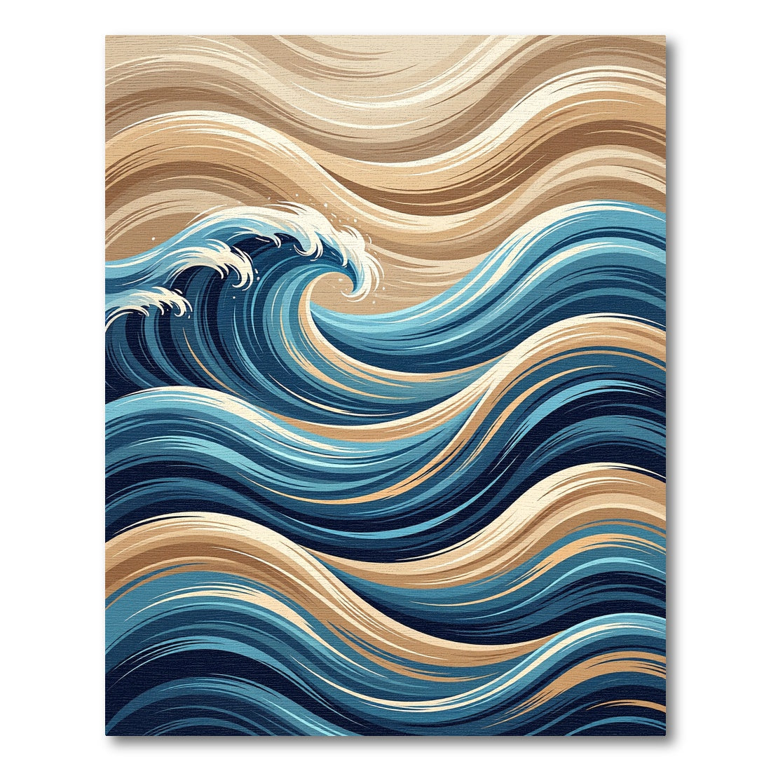 Abstract Blue Wave Coastal Swirl Rug