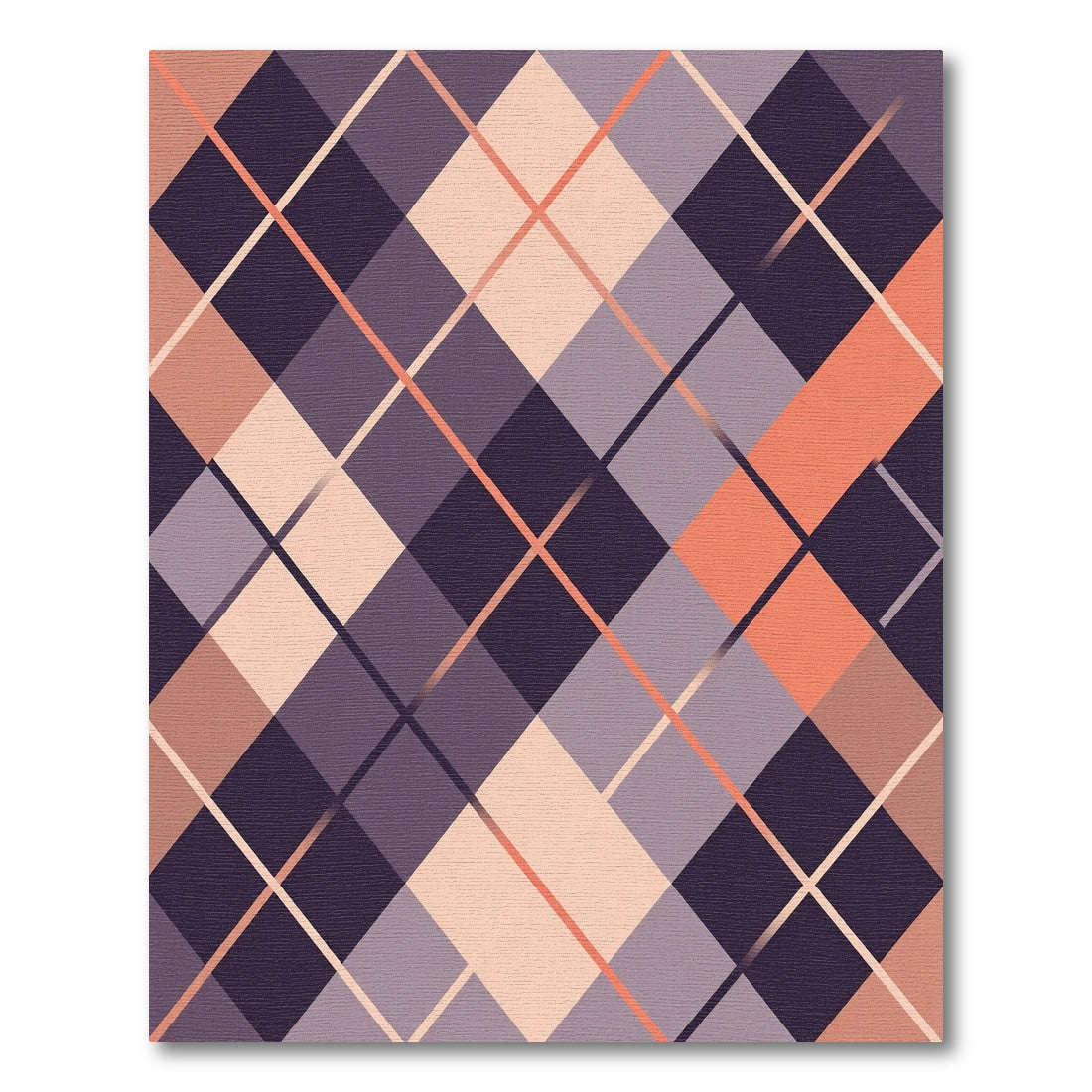 Deep Plum Coral Diamond Lattice Rug