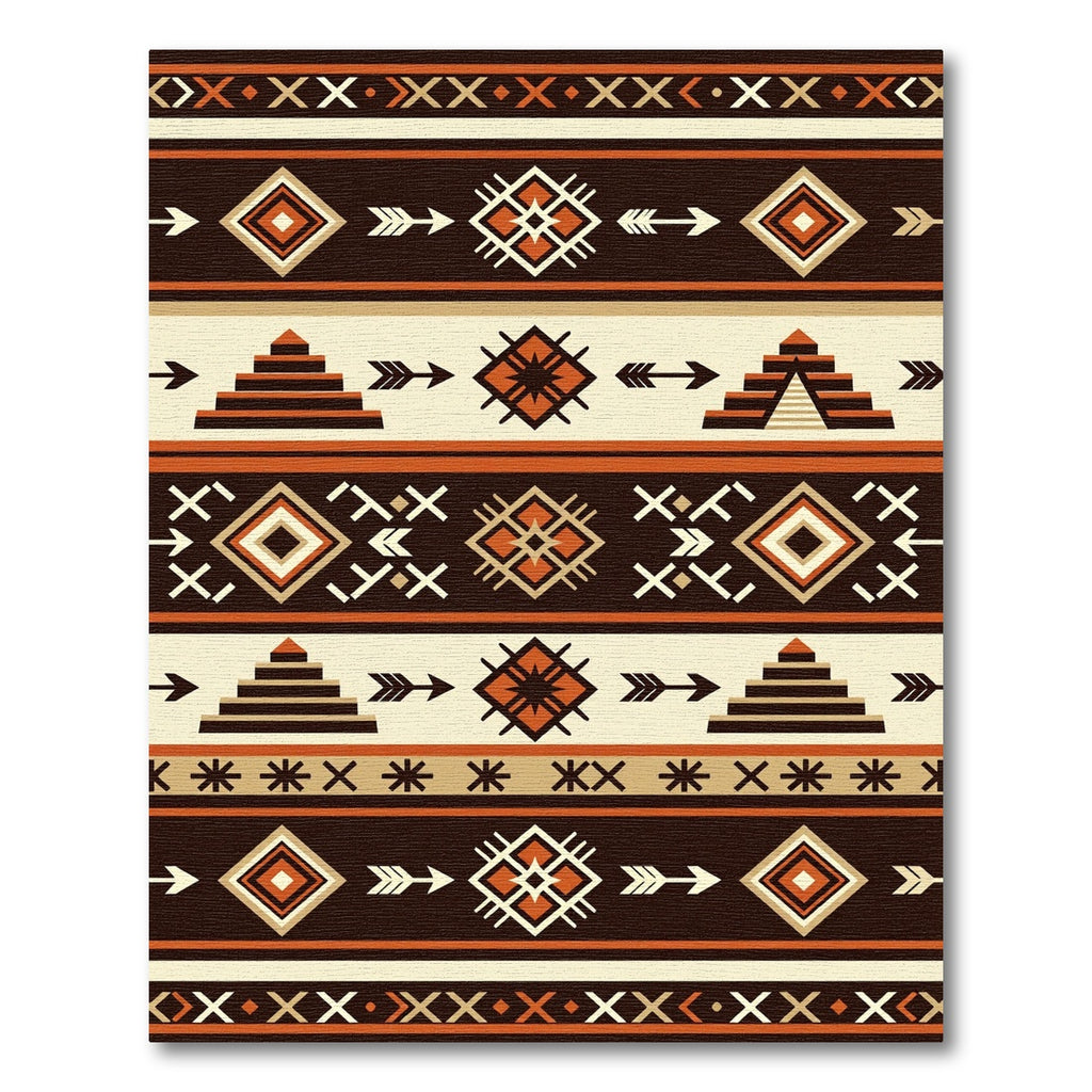 Terracotta Beige Striped Geometric Aztec Rug