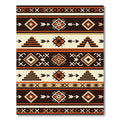 Terracotta Beige Striped Geometric Aztec Rug