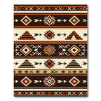 Terracotta Beige Striped Geometric Aztec Rug