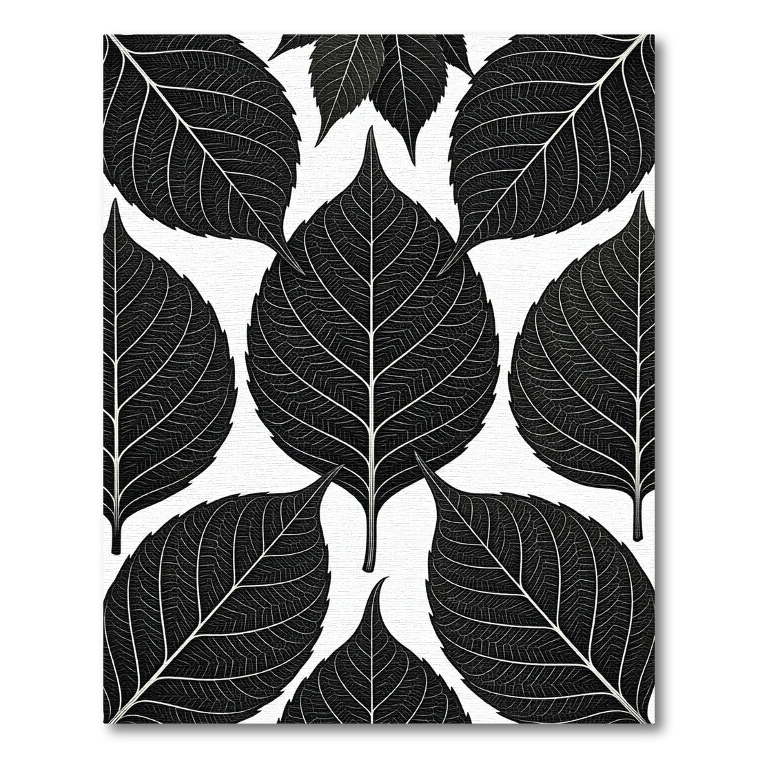 Botanical Monochrome Leaf Silhouette Rug