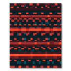 Modern Red Black Pixelated Grid Rug