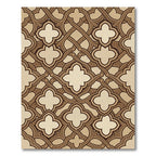 Elegant Beige Quatrefoil Interlocking Scroll Rug