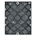 Modern Monochrome Soccer Field Hexagon Geometric Rug