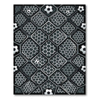 Modern Monochrome Soccer Field Hexagon Geometric Rug