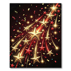 Golden Red Stars Shooting Streaks Rug