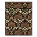 Brown and Gold Palmate Floral Border Rug