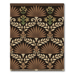 Brown and Gold Palmate Floral Border Rug