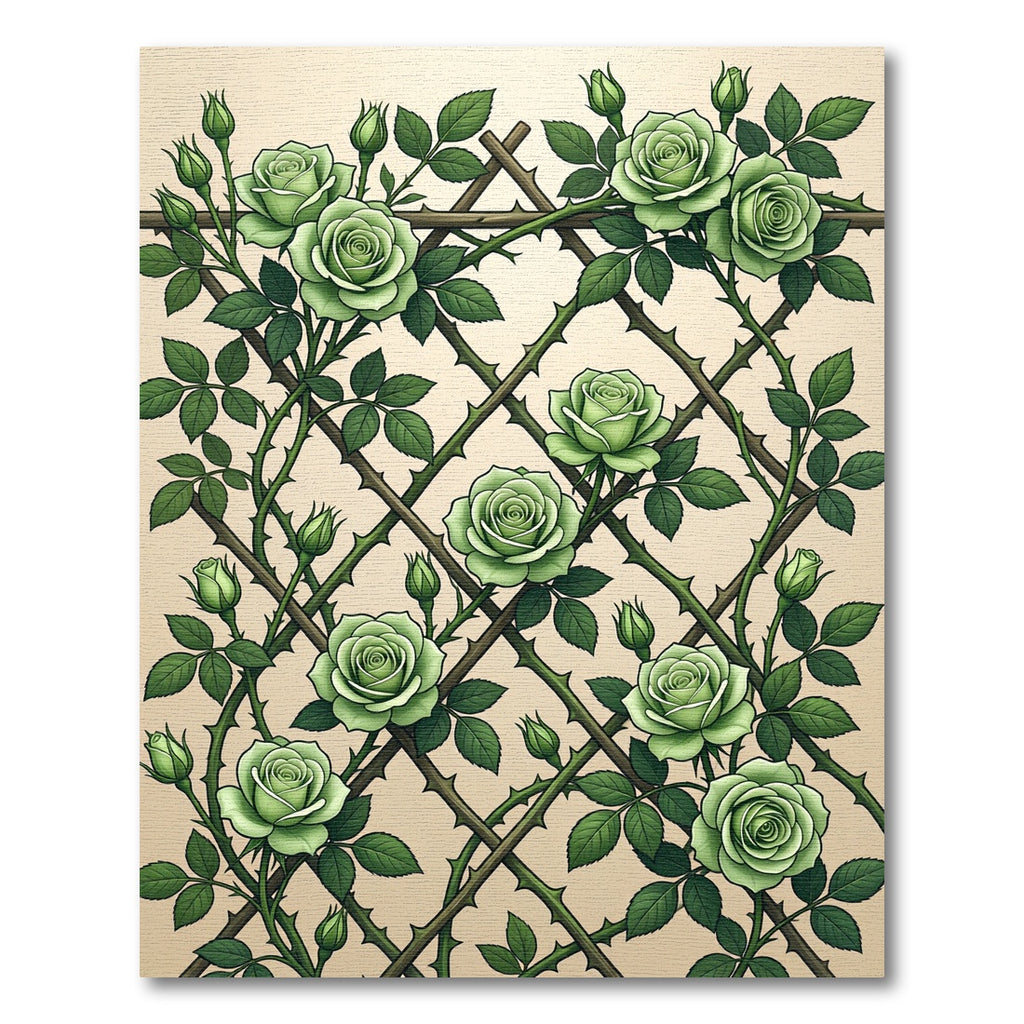Green Rose Trellis Climbers Rug