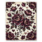 Dark Maroon Peony and Heart Bouquet Rug
