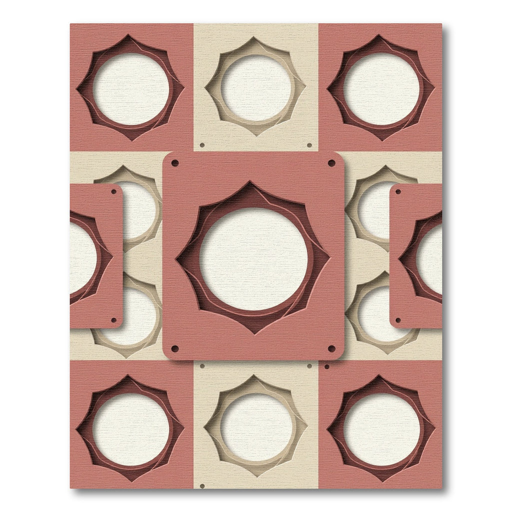 Geometric Dusty Rose Interlocking Circle Tile Rug