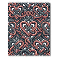 Intertwined Coral and Charcoal Heart Knot Rug