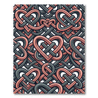 Intertwined Coral and Charcoal Heart Knot Rug