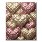 Pink Gold Quilted Heart Floral Arrangement Rug