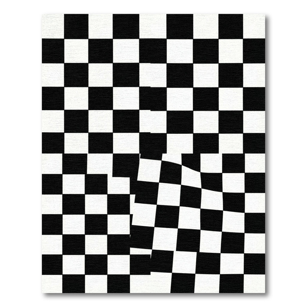 Modern Monochrome Checkerboard Optical Illusion Rug