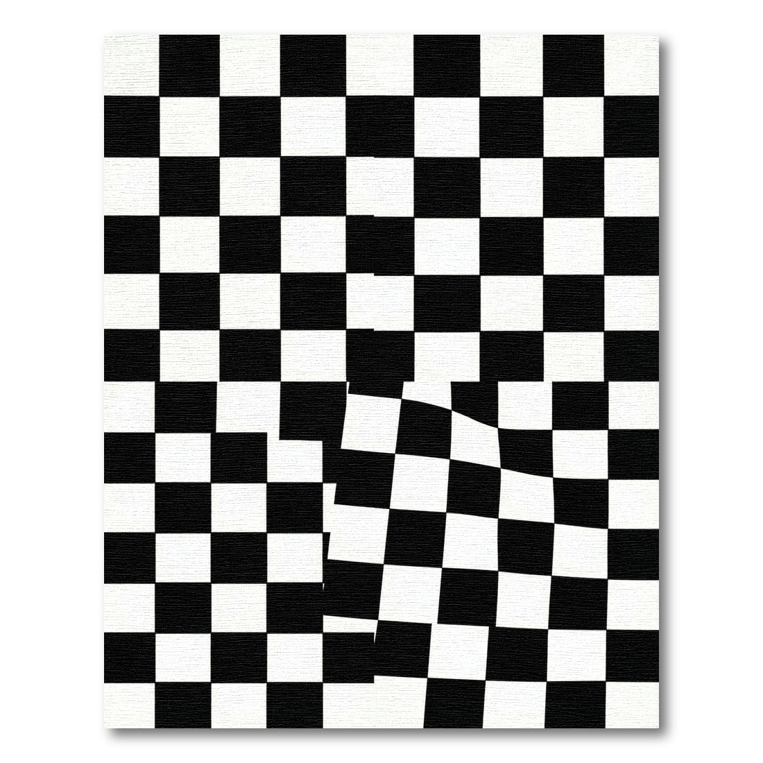 Modern Monochrome Checkerboard Optical Illusion Rug