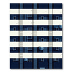 Modern Navy Geometric Architectural Grid Rug