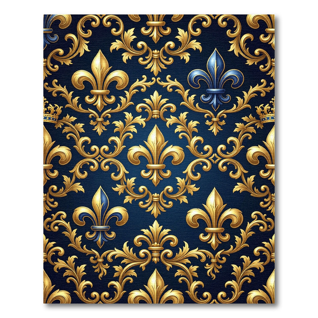 Royal Golden Fleur de Lis Navy Rug