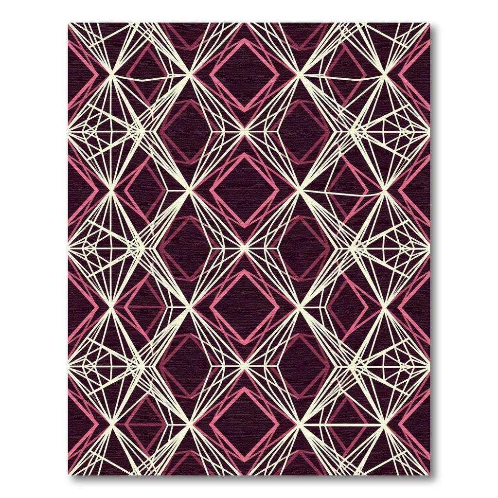 Geometric Burgundy Cream Diamond Linear Art Rug