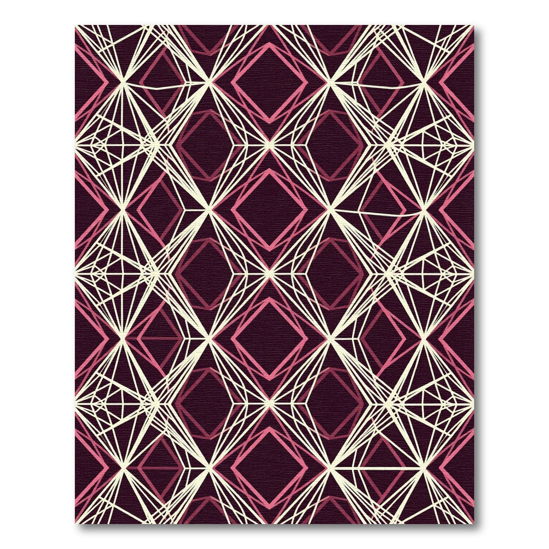 Geometric Burgundy Cream Diamond Linear Art Rug