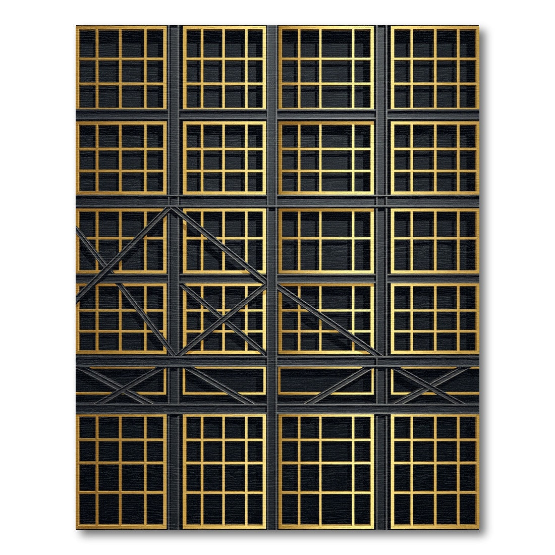 Ornate Gold Grid Window Arrangement Rug