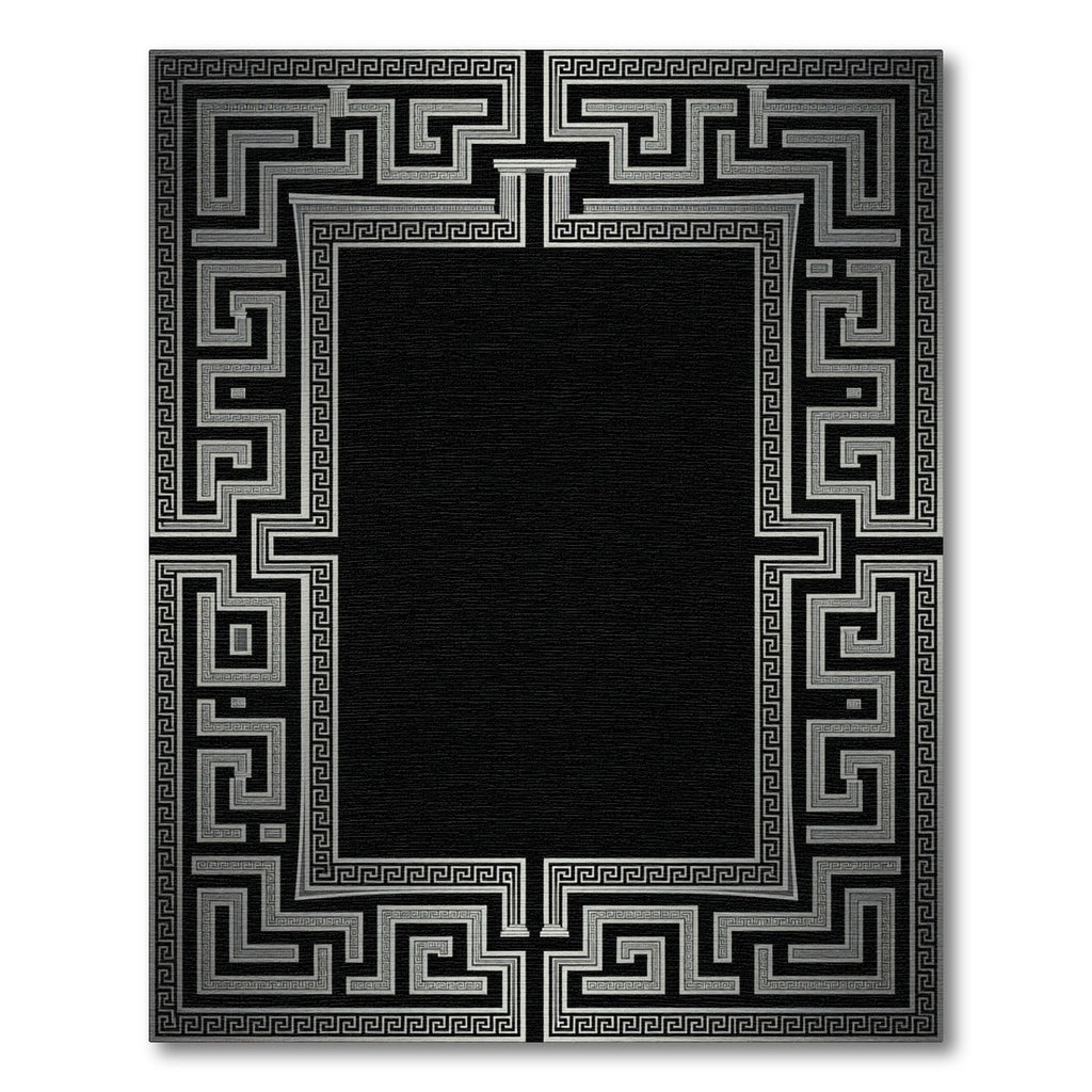 Antique Silver Greek Key Frame Rug