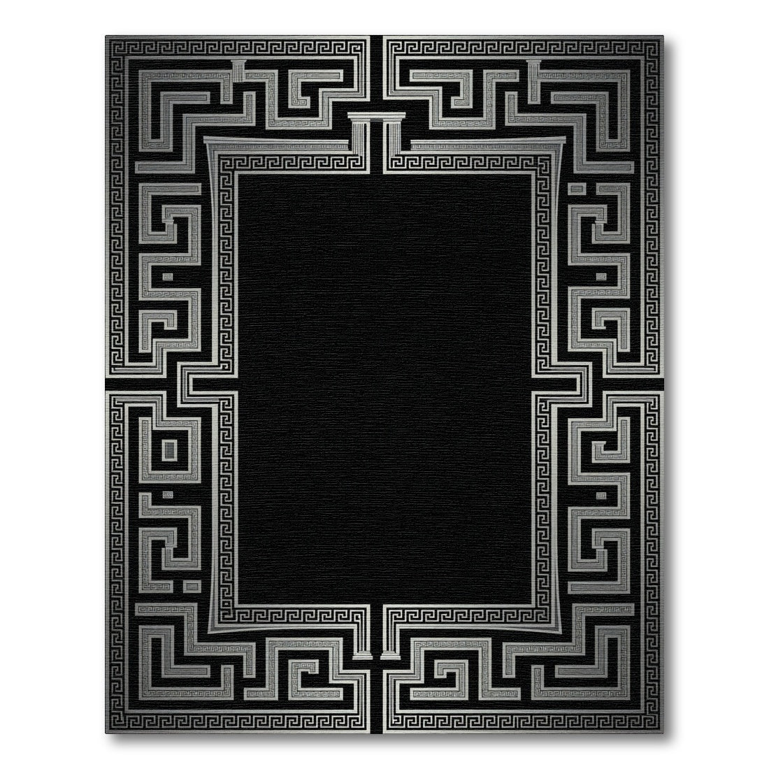 Antique Silver Greek Key Frame Rug