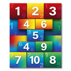 Vibrant Colorful Numerical Grid Artwork Rug