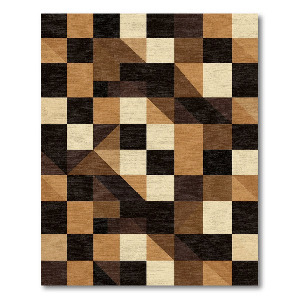 Earth Tone Geometric Mosaic Abstract Rug