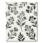 Elegant Charcoal Botanical Floral Meadow Rug