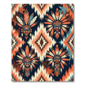 Tribal Mask Feather Boho Geometric Area Rug